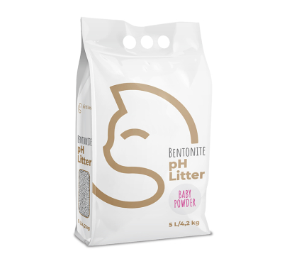 Kitties Bentonite Cat Litter με Δείκτη pH Baby Powder 5L - 4.2kg