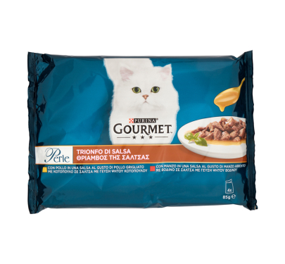 Gourmet Perle "Θρίαμβος της Σάλτσας" Βοδινό & Κοτόπουλο 4x85gr