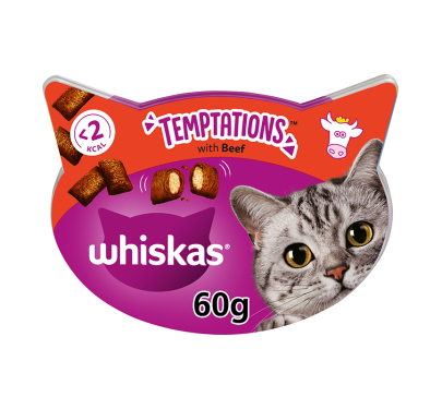 Whiskas Temptations με Μοσχάρι 60gr