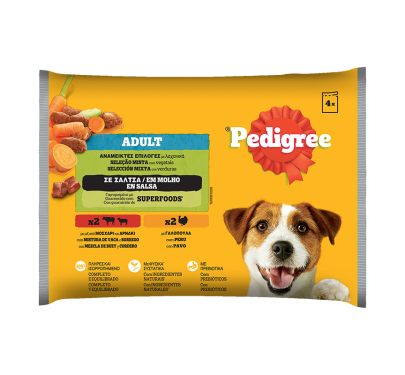 Pedigree Pouch με Μοσχάρι, Αρνί & Γαλοπούλα σε Σάλτσα 4x100gr