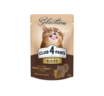 Club 4 Paws Selection Adult Slices Rabbit & Turkey Gravy 80gr