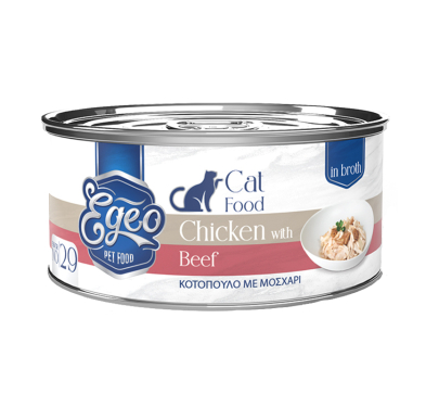 Egeo Cat Adult Κοτόπουλο με Μοσχάρι σε Ζωμό 70gr