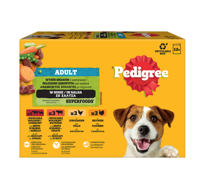 Pedigree Pouch με Μοσχάρι, Συκώτι & Κοτόπουλο σε Σάλτσα 12x100gr