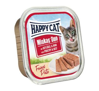 Happy Cat Duo Πουλερικό & Βοδινό 12x100gr