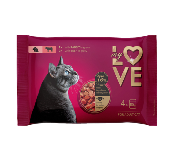 My Love Cat Adult Rabitt & Beef 4x85gr My Love Cat Adult Rabitt & Beef 4x85gr