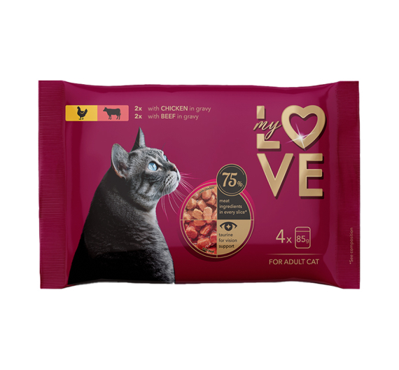 My Love Cat Adult Chicken & Beef 4x85gr My Love Cat Adult Chicken & Beef 4x85gr