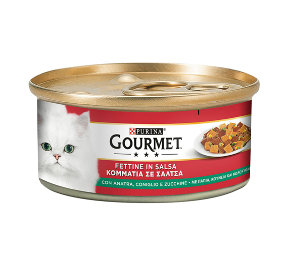 Purina Gourmet Κομμάτια σε Σάλτσα Πάπια, Κουνέλι & Κολοκυθάκια 195gr Purina Gourmet Κομμάτια σε Σάλτσα Πάπια, Κουνέλι & Κολοκυθάκια 195gr
