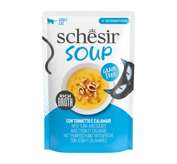 Schesir Cat Soup Άγριος Τόνος & Καλαμάρια 40gr Schesir Cat Soup Άγριος Τόνος & Καλαμάρια 40gr