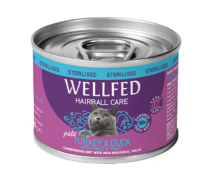 Wellfed Hairball Sterilised Turkey & Duck 200gr