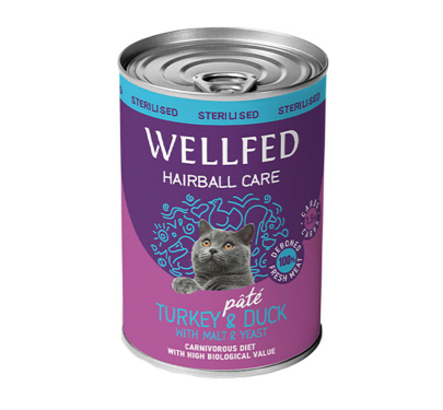 Wellfed Hairball Sterilised Turkey & Duck 400gr