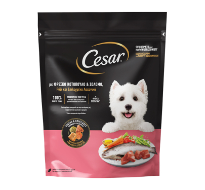Cesar Adult Dog Κοτόπουλο, Σολομός & Λαχανικά 800gr