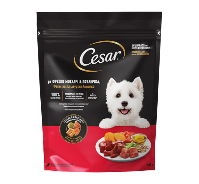 Cesar Adult Dog Μοσχάρι, Πουλερικά & Λαχανικά 800gr
