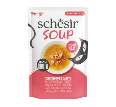 Schesir Cat Soup Ροζ Σολομός & Καρότα 40gr