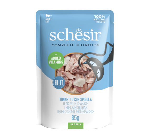 Schesir Cat Complete & Balanced Jelly Τόνος με Λαβράκι 85gr