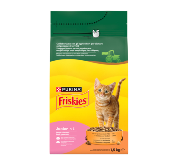 Friskies Junior Κοτόπουλο, Γάλα & Λαχανικά 1.5kg