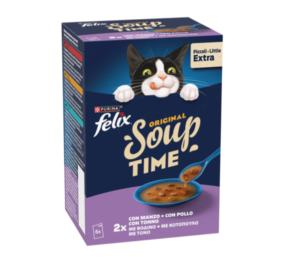 Felix Soups Πολυσυσκευασία με Βοδινό, Κοτόπουλο & Αρνί 6x48gr