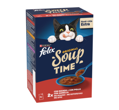 Felix Soups Πολυσυσκευασία με Βοδινό, Κοτόπουλο & Αρνί 6x48gr
