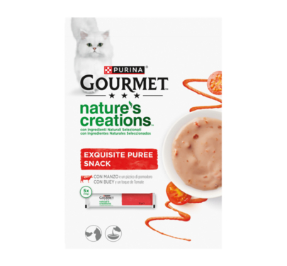 Purina Gourmet Nature's Creations Puree Βοδινό & Ντομάτα 5x10gr
