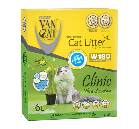 Ψιλή Άμμος Γάτας Van Cat Clinic Ultra Sensitive Clumping (Αντιβακτηριακή & Αρωματική) σε κουτί