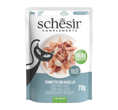 Schesir Cat Complements Jelly Τόνος με Μπακαλιάρο Pouch 85gr