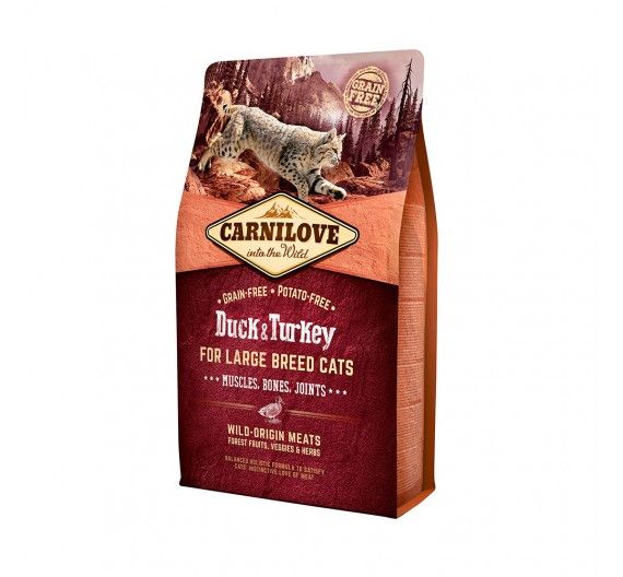Carnilove Adult Large Cats Duck & Turkey 2kg - Muscles Carnilove Adult Large Cats Duck & Turkey 2kg - Muscles