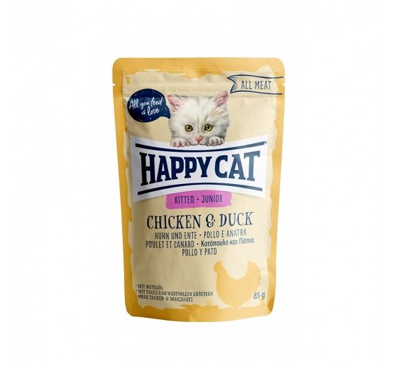 Happy Cat All Meat Kitten/Junior Κοτόπουλο & Μπακαλιάρος 85gr Happy Cat All Meat Kitten/Junior Κοτόπουλο & Μπακαλιάρος 85gr