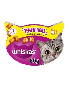 Whiskas Temptations Κοτόπουλο & Τυρί 60gr