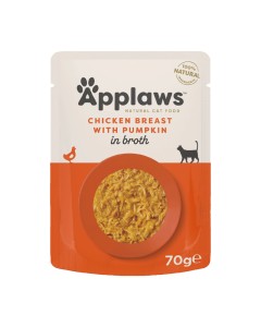 Applaws Cat Στήθος Κοτόπουλο με Κολοκύθα σε Ζωμό Φακελάκι 70gr