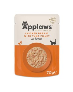 Applaws Cat Στήθος Κοτόπουλο με Tόνο Φιλέτο σε Ζωμό Φακελάκι 70gr