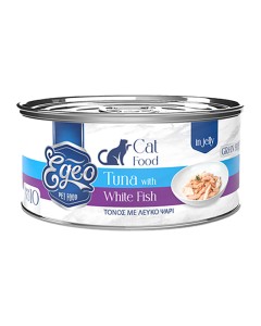 Egeo Cat Adult Τόνος με Λευκό Ψάρι σε Ζελέ 85gr