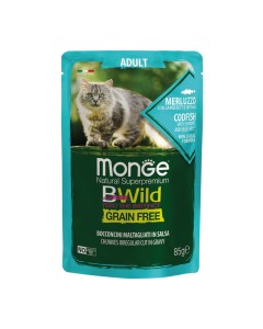 Monge Bwild Grain Free Adult - Codfish with Shrimps & Vegetables 85gr