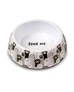 Glee Μπολ Μελαμίνης Λευκό Γκρι Paws S-225ml