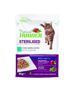 Natural Trainer Cat Sterilized Μπακαλιάρος 85gr