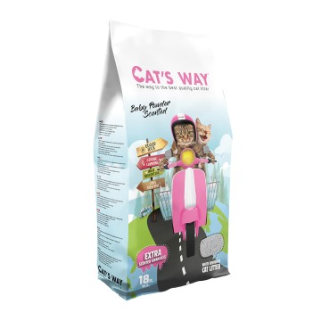 Cat's Way Άμμος Μπετονίτη με Άρωμα Πούδρας 18L