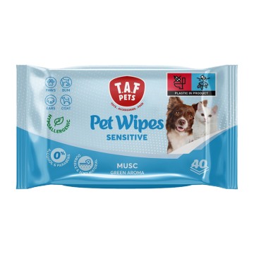 Taf Pets Υγρά Μαντηλάκια Καθαρισμού Sensitive Musc 40τμχ