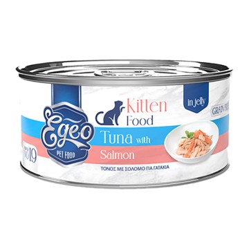 Egeo Cat Kitten Τόνος με Σολομό σε Ζελέ 85gr