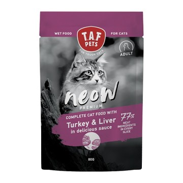 Taf Pets Neow Adult Turkey & Liver 80gr Κομματάκια  Γαλοπούλα & Συκώτι σε Σάλτσα