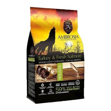 Ambrosia Holistic Senior, Light, Sterilised Turkey & Salmon 12kg
