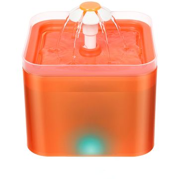 Pet Interest Συντριβάνι Λουλούδι με Led Light 2L Τετράγωνο Πορτοκαλί
