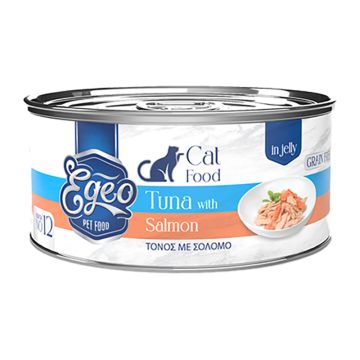 Egeo Cat Adult Τόνος με Σολομό σε Ζελέ 85gr