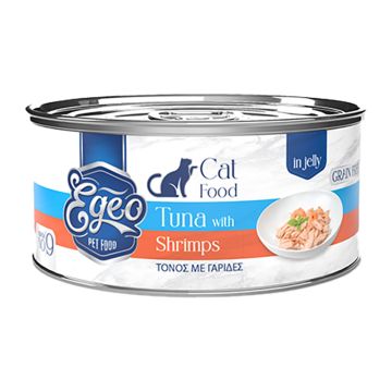 Egeo Cat Adult Τόνος με Γαρίδες σε Ζελέ 85gr