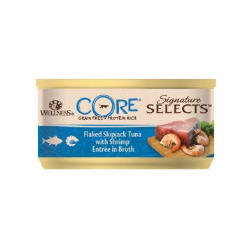 Wellness CORE Signature Select Νιφάδες Τόνος & Γαρίδα 79gr