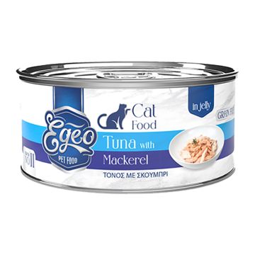 Egeo Cat Adult Τόνος με Σκουμπρί σε Ζελέ 85gr