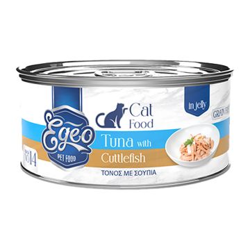 Egeo Cat Adult Τόνος με Σουπιά σε Ζελέ 85gr