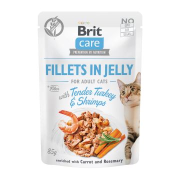 Brit Care Cat Fillets in Jelly Turkey & Shrimp 85gr