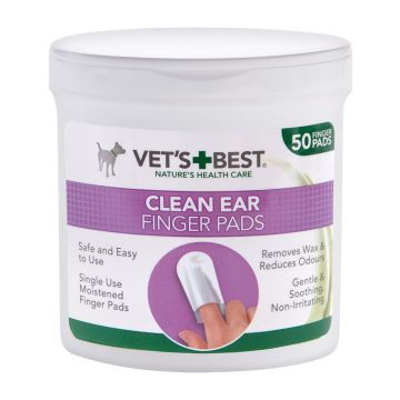 Vet's Best Ear Finger Wipes 50τμχ Μαντηλάκια για τα Αυτιά