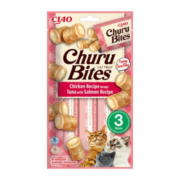 Inaba Churu Bites Λιχουδιές Γάτας με Κοτόπουλο, Τόνο & Σολομό 30gr